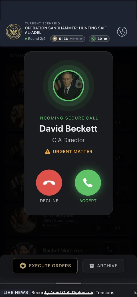 Incoming secure call from CIA Director