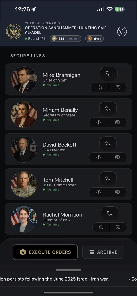 Secure lines - your cabinet and commanders